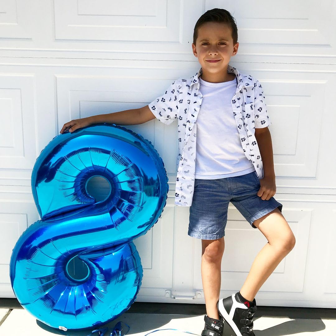 IWERP Metallic Blue 40-Inch Number 8 Balloon – 8th Birthday Decoration, Navy Blue Party Supplies