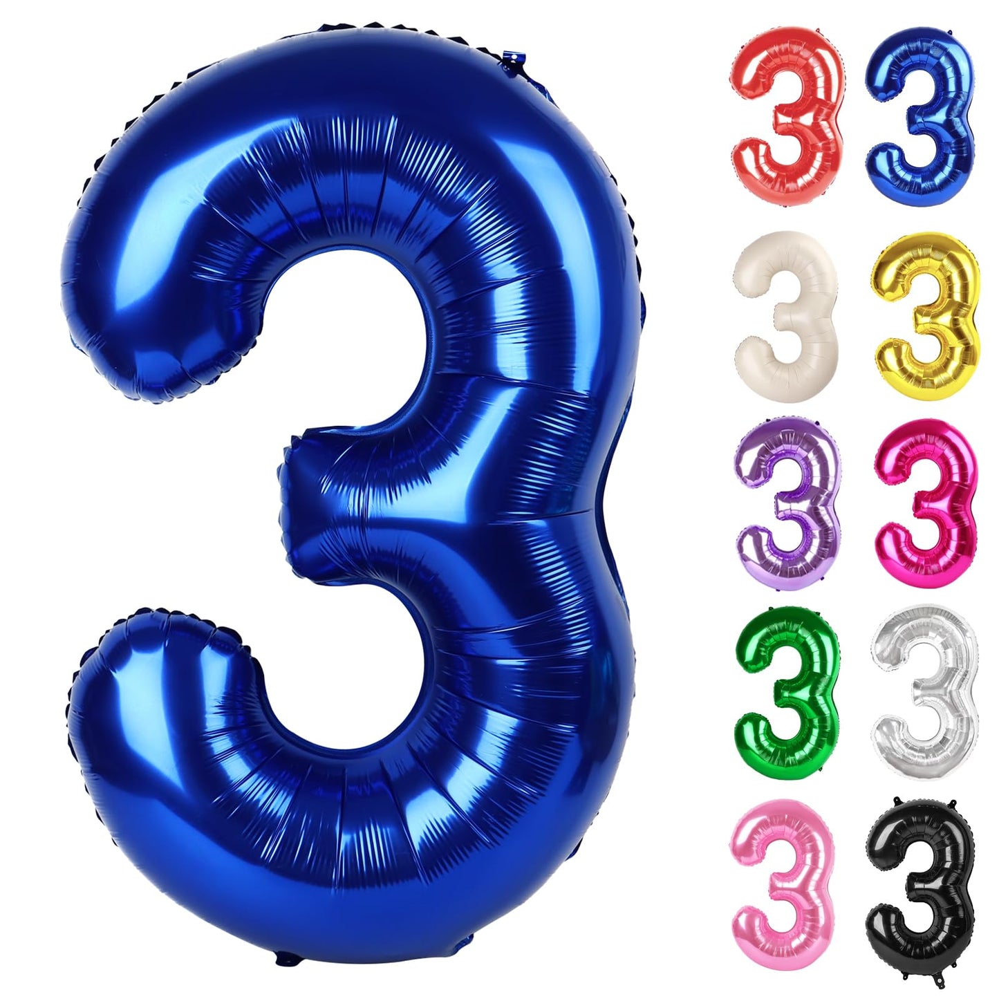 IWERP Night Blue 40-Inch Number 3 Balloon – 3rd Birthday Decorations