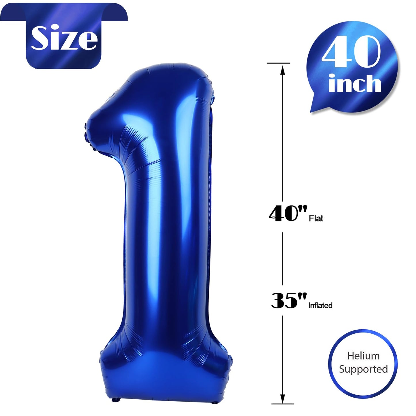 IWERP Night Blue 40-Inch Number Balloon | 1st Birthday Party Decor