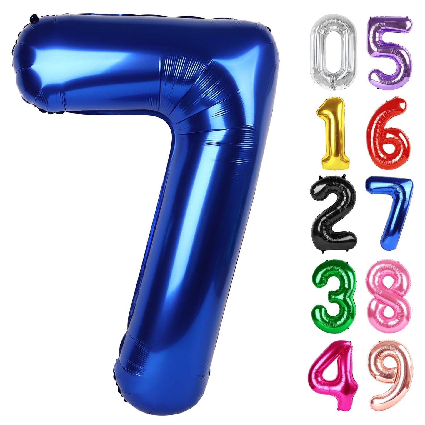 IWERP Night Blue Number 7 Balloon – 40-Inch Giant Foil for 7th Birthday Party Decor