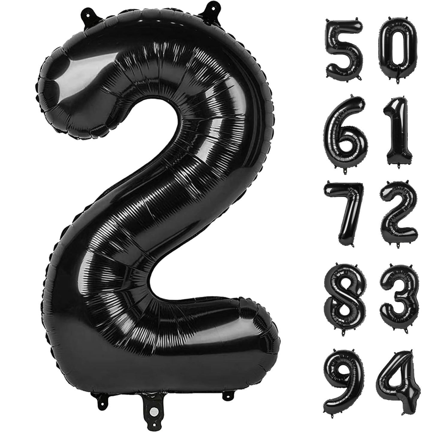 IWERP Number 2 Balloon - Black, 40 Inch, Reusable Foil Mylar Birthday Decoration