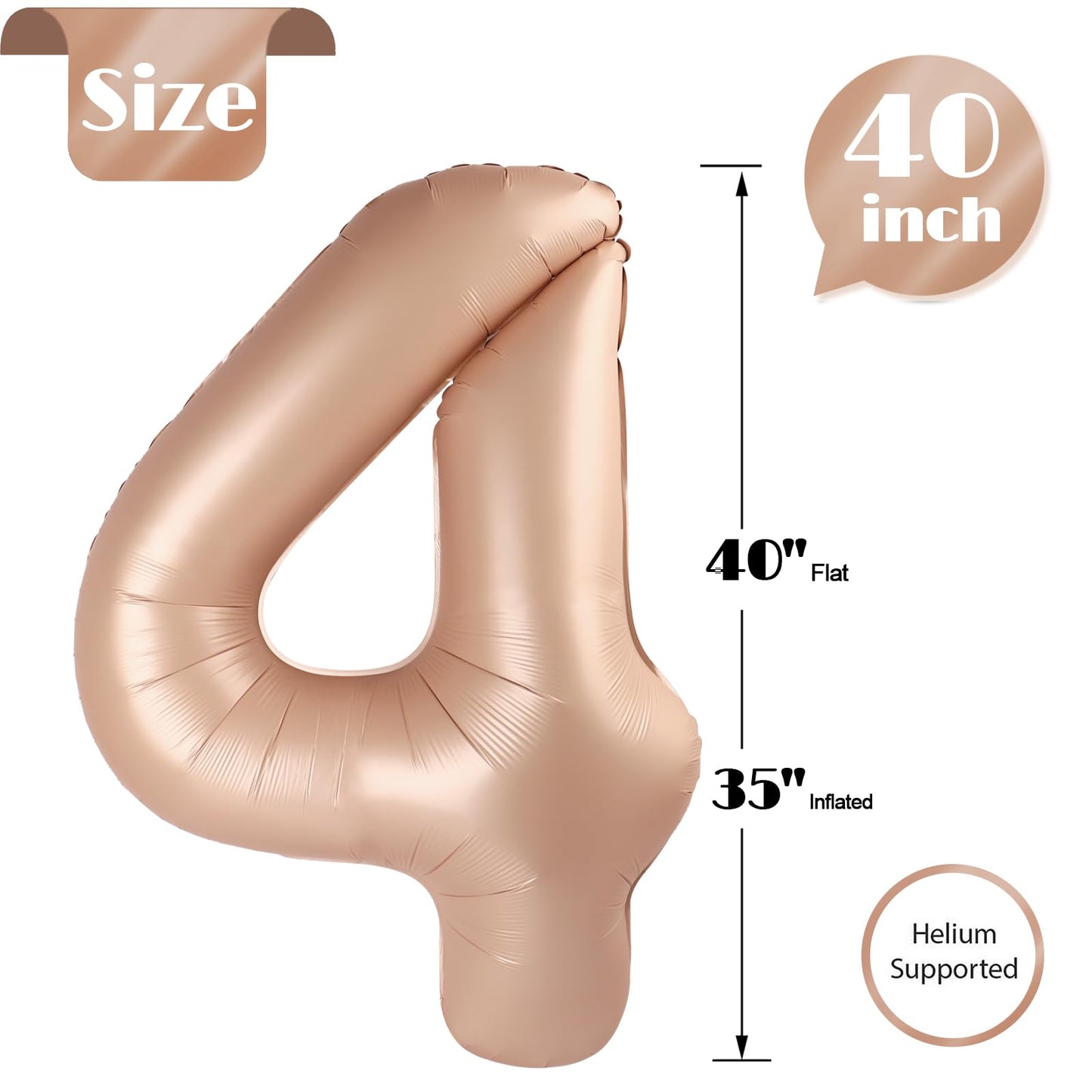 IWERP Light Brown Number 4 Balloon 40 Inch | 4th Birthday Decorations & Party Supplies