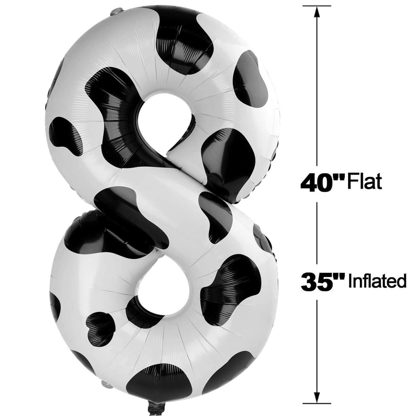IWERP Cow Print 40-Inch Number Balloon – 8th Birthday Barnyard Decor