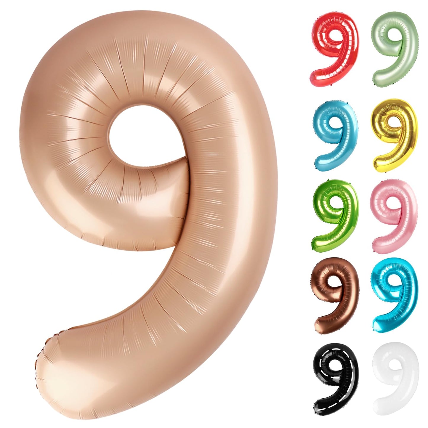 IWERP Light Brown Number 9 Balloon 40-Inch – 9th Birthday Decorations