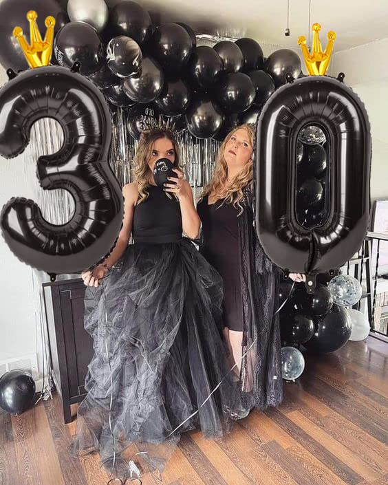 IWERP Black 40-Inch Number Balloon 3 - 3rd Birthday Party Decor | Helium or Air Ready