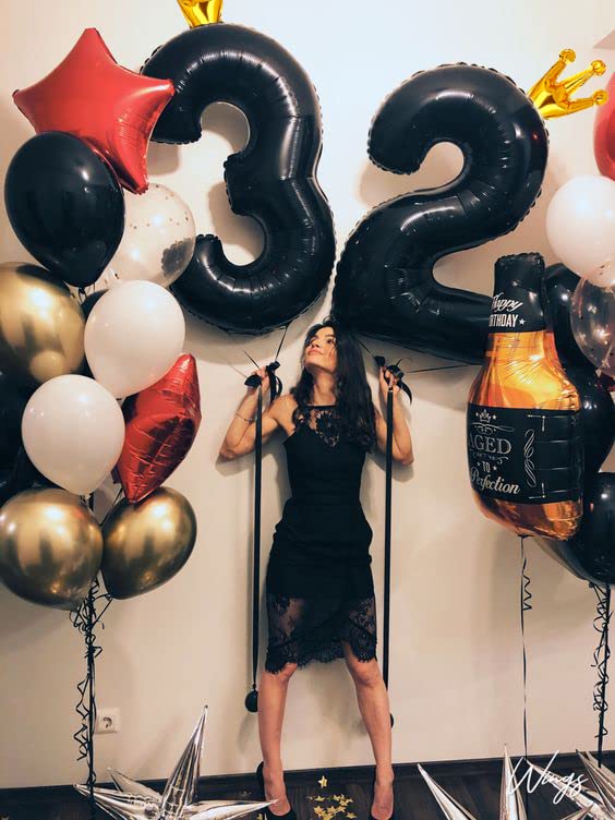 IWERP Black 5 Balloon – 40-Inch 5th Birthday Number Balloon with Gold Accent