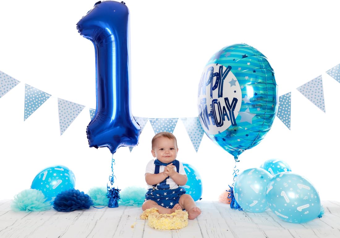 IWERP 40 Inch Navy Blue 1 Balloon — Giant First Birthday Number Balloon for Boy & Toddler