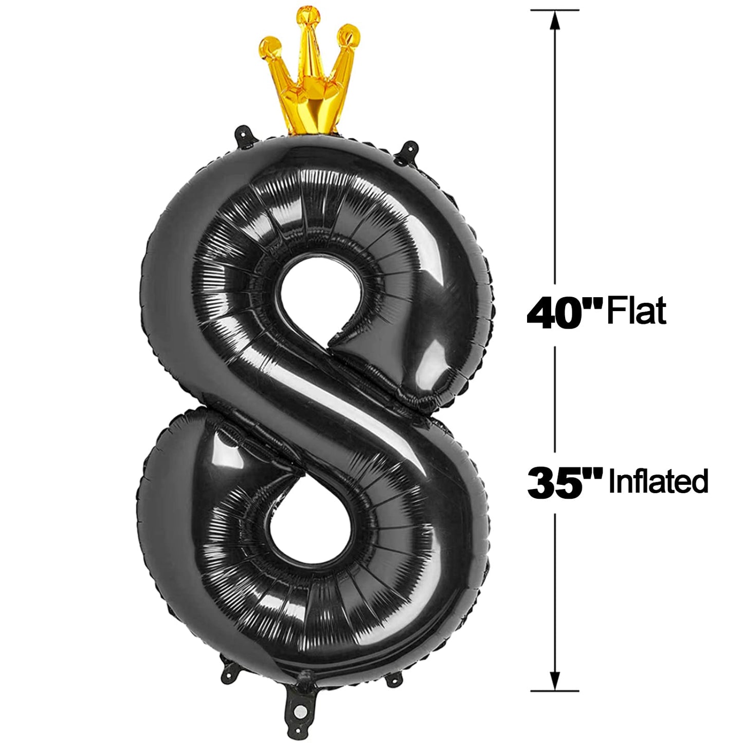 IWERP Black 40-Inch 8 Balloon – Dramatic Number Balloon for Birthday Decor