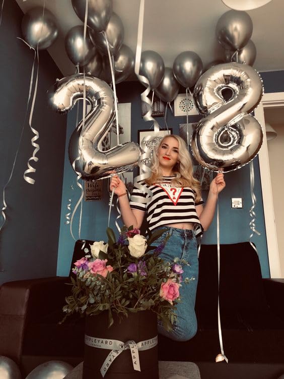 IWERP Silver Number 8 Balloon — 40-Inch Giant 8th Birthday Foil Balloon