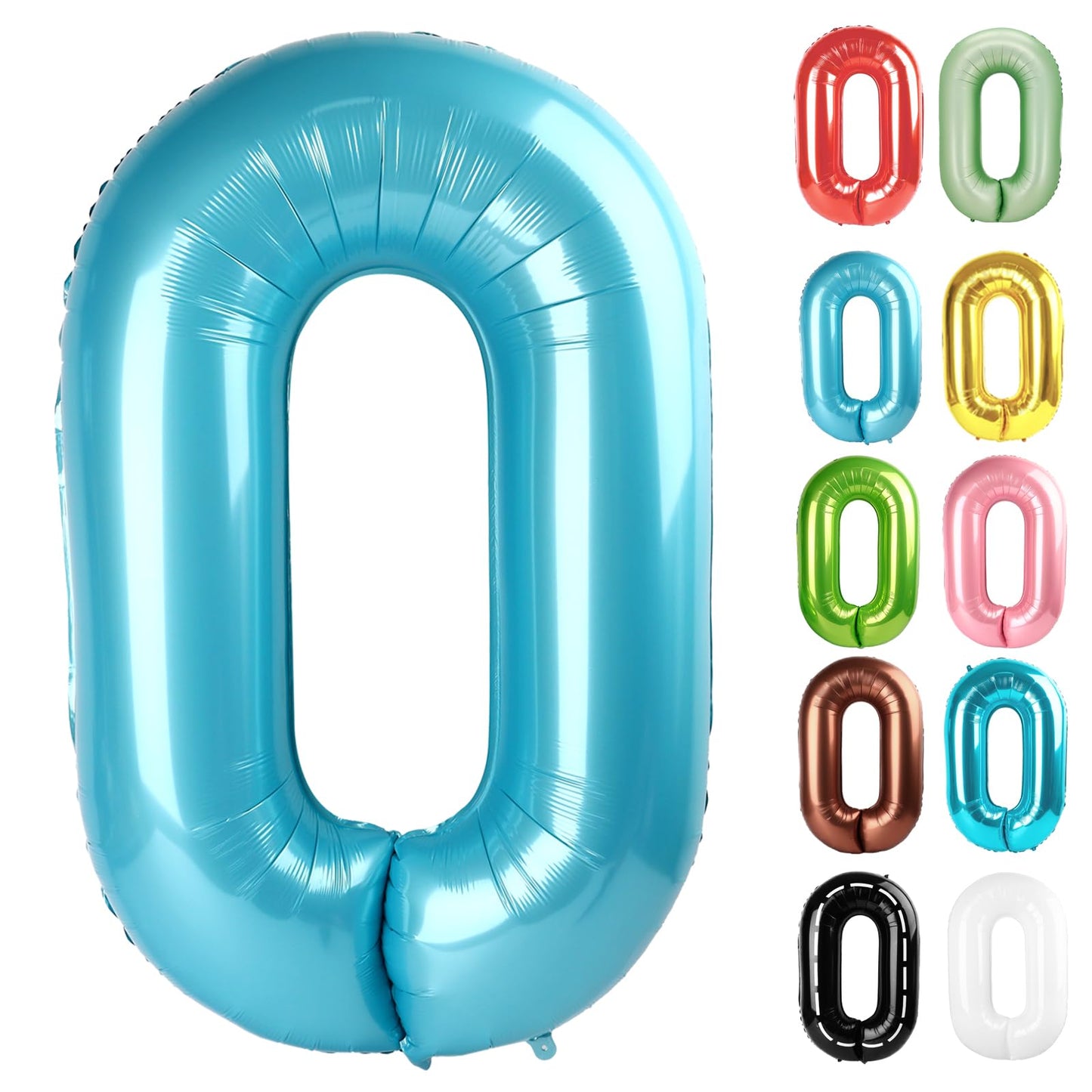 IWERP Pearlescent Blue 40-Inch Number 0 Balloon – Birthday Party Decor