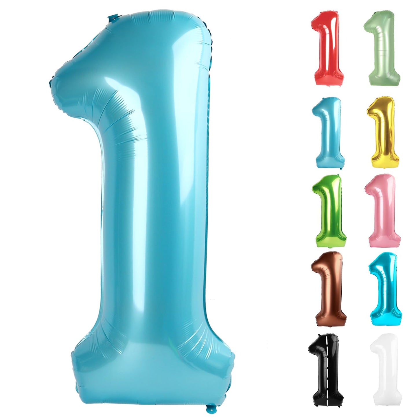 IWERP Pearlescent Blue 40-Inch Number 1 Balloon for First Birthday