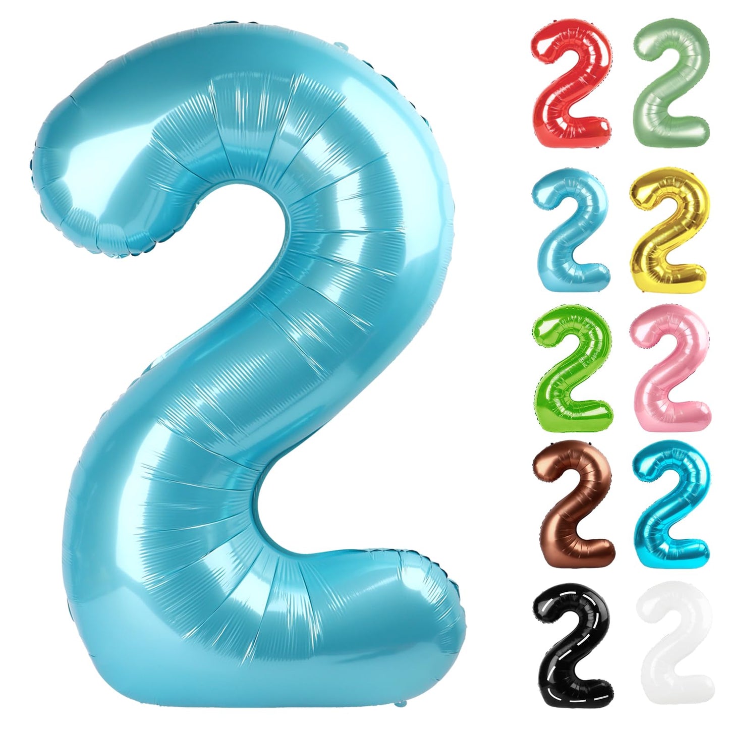 IWERP Pearlescent Blue 40-Inch Number Balloon – 2nd Birthday Decorations
