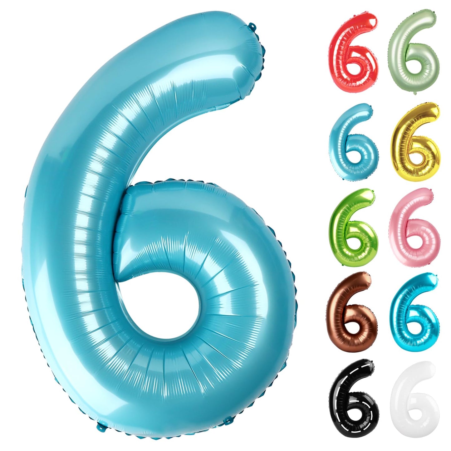 IWERP Pearlescent Blue 40-Inch 6 Balloon | 6th Birthday Decorations