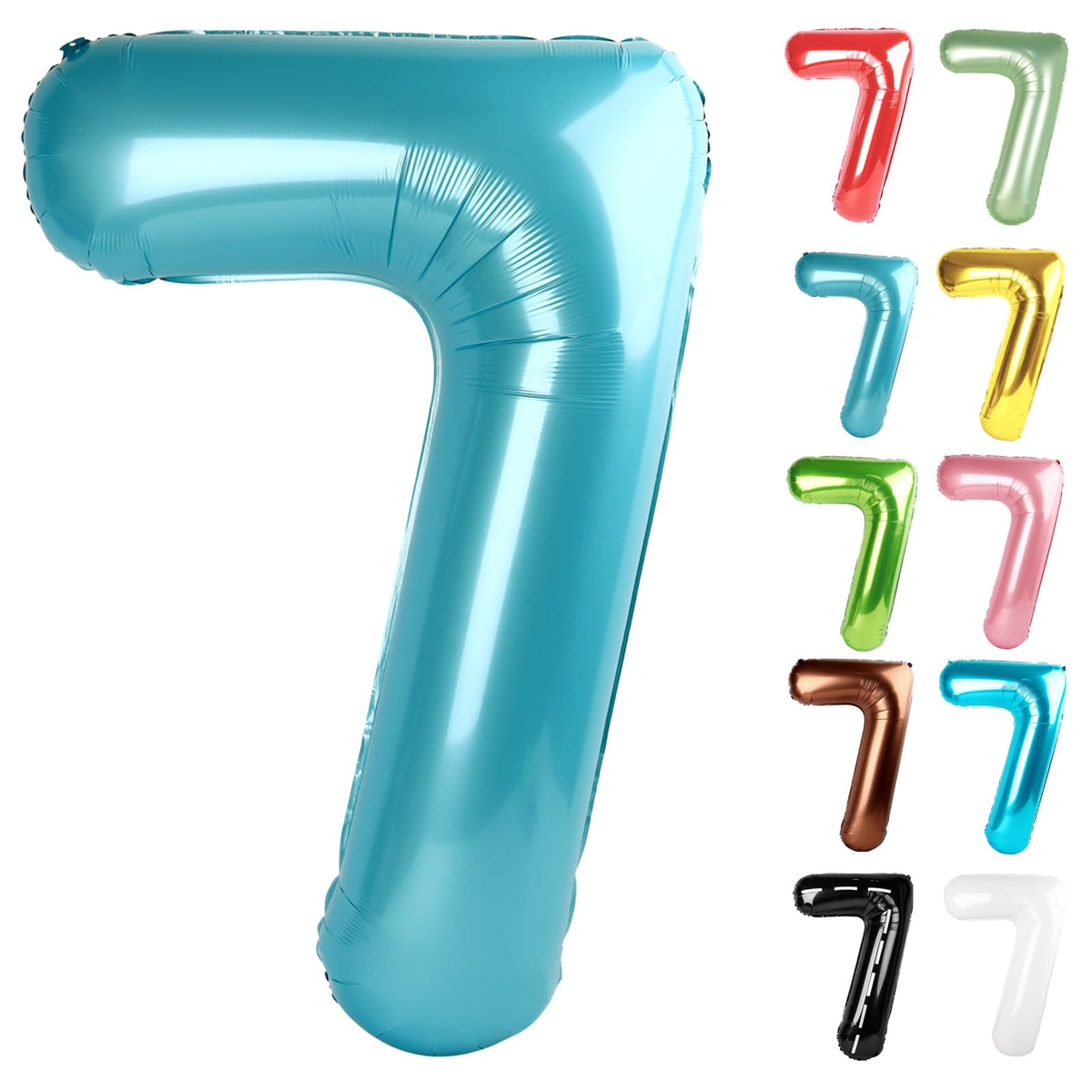 IWERP Pearlescent Blue Number 7 Balloon 40 Inch – 7th Birthday Decorations for Boys & Girls