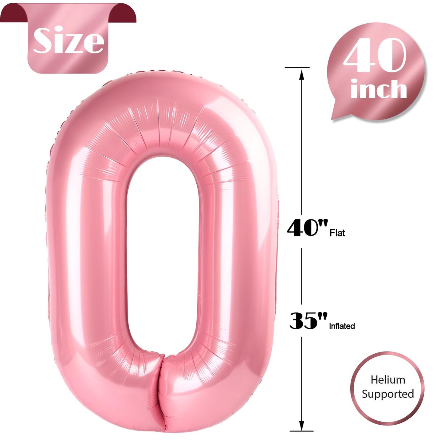 IWERP Pearlescent Pink Number 0 Balloon 40 Inch – Milestone Birthday Decor