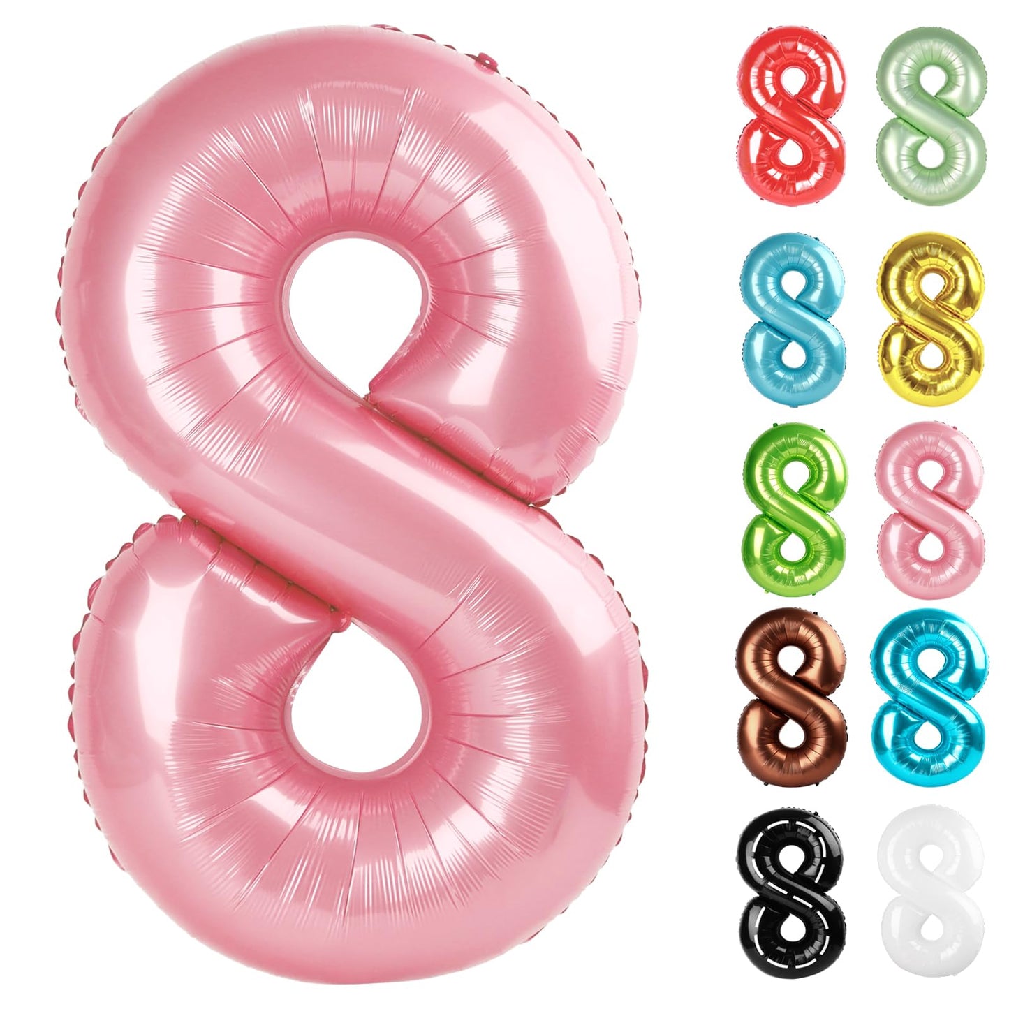 IWERP Pearlescent Pink 40-Inch Number 8 Balloon | 8th Birthday Decorations