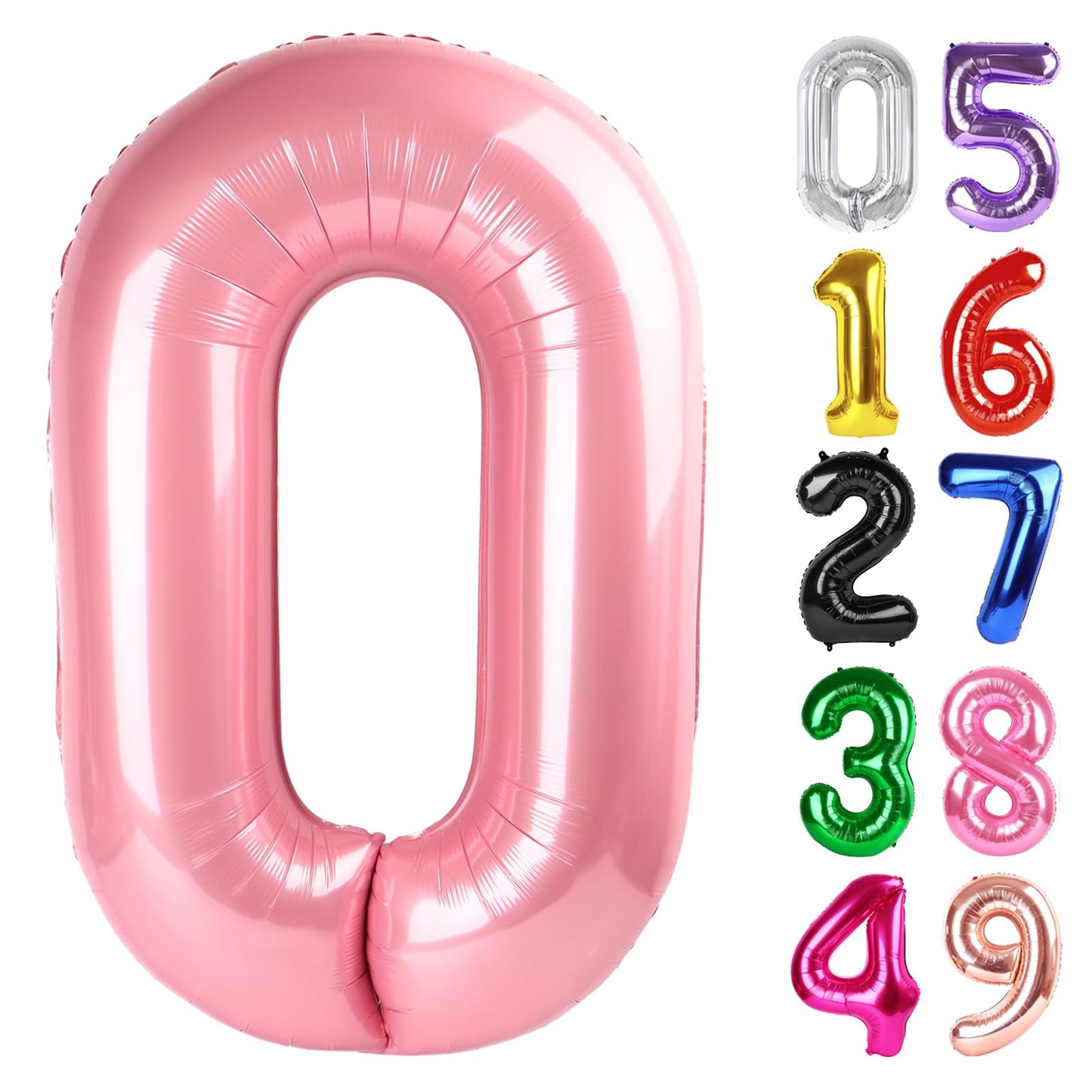 IWERP Pearlescent Pink 40-Inch Number 0 Balloon — Ideal for Milestone Birthday Decor