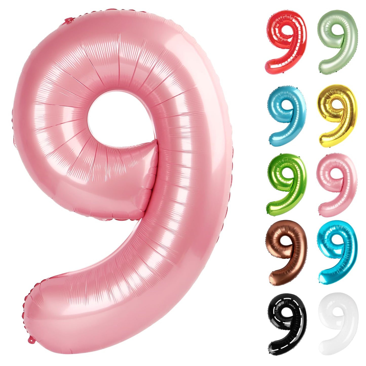IWERP Pearlescent Pink Number 9 Balloon 40 Inch – 9th Birthday Decorations