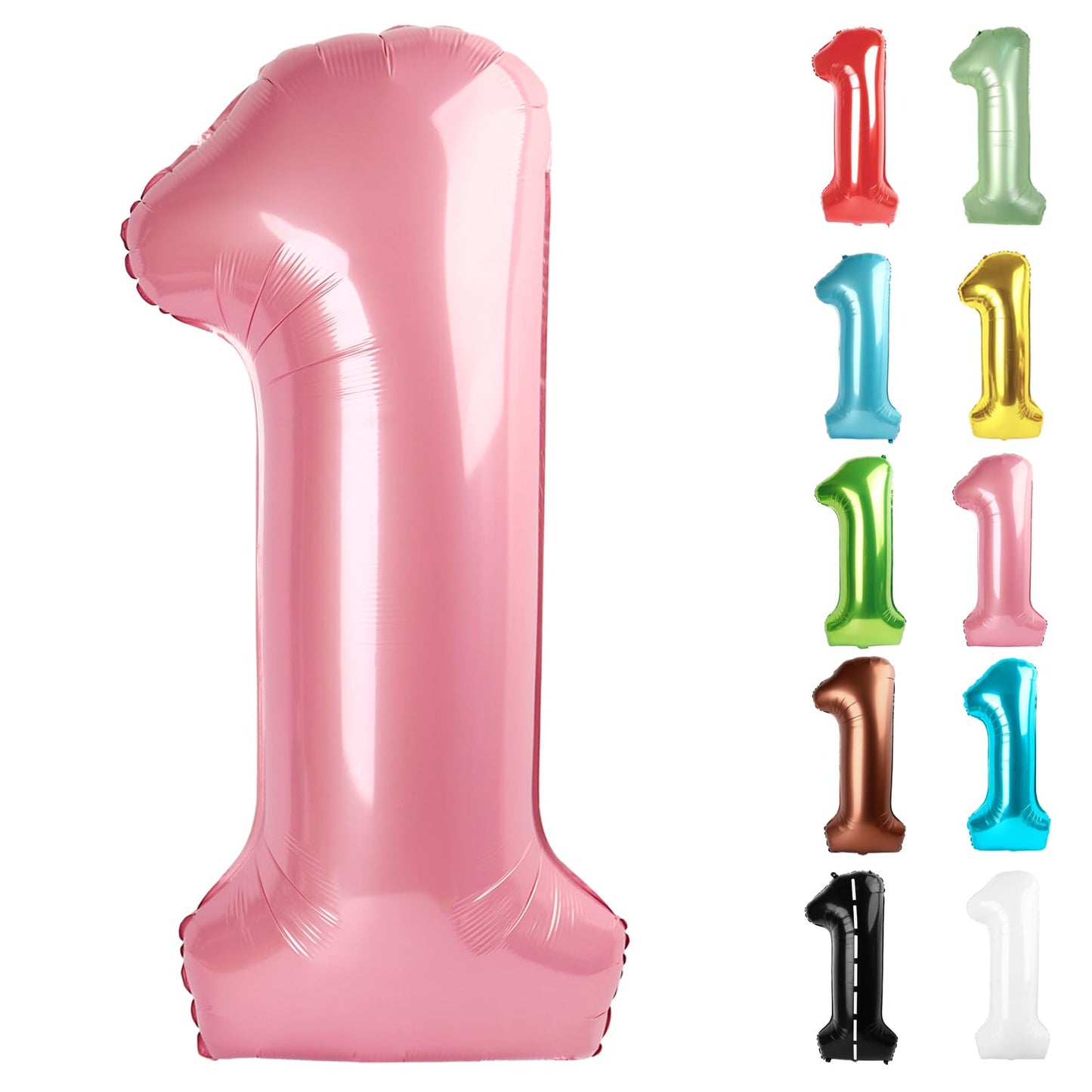 IWERP Pearlescent Pink 40-Inch Number 1 Balloon for First Birthday – Birthday Decorations for Girls & Boys