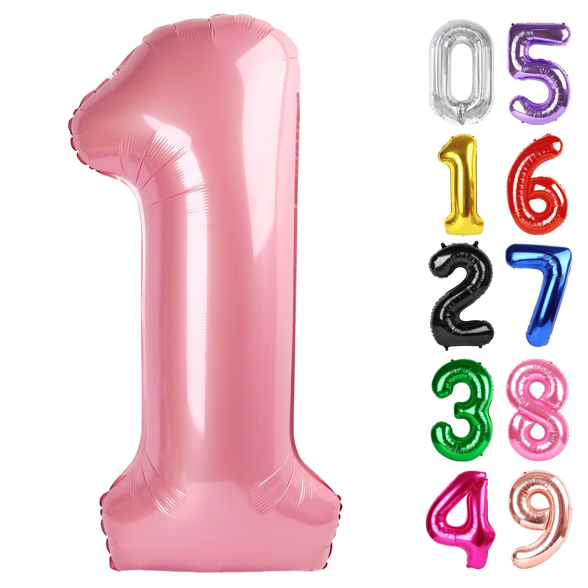 IWERP Pearlescent Pink Number 1 Balloon 40 Inch - 1st Birthday Decor
