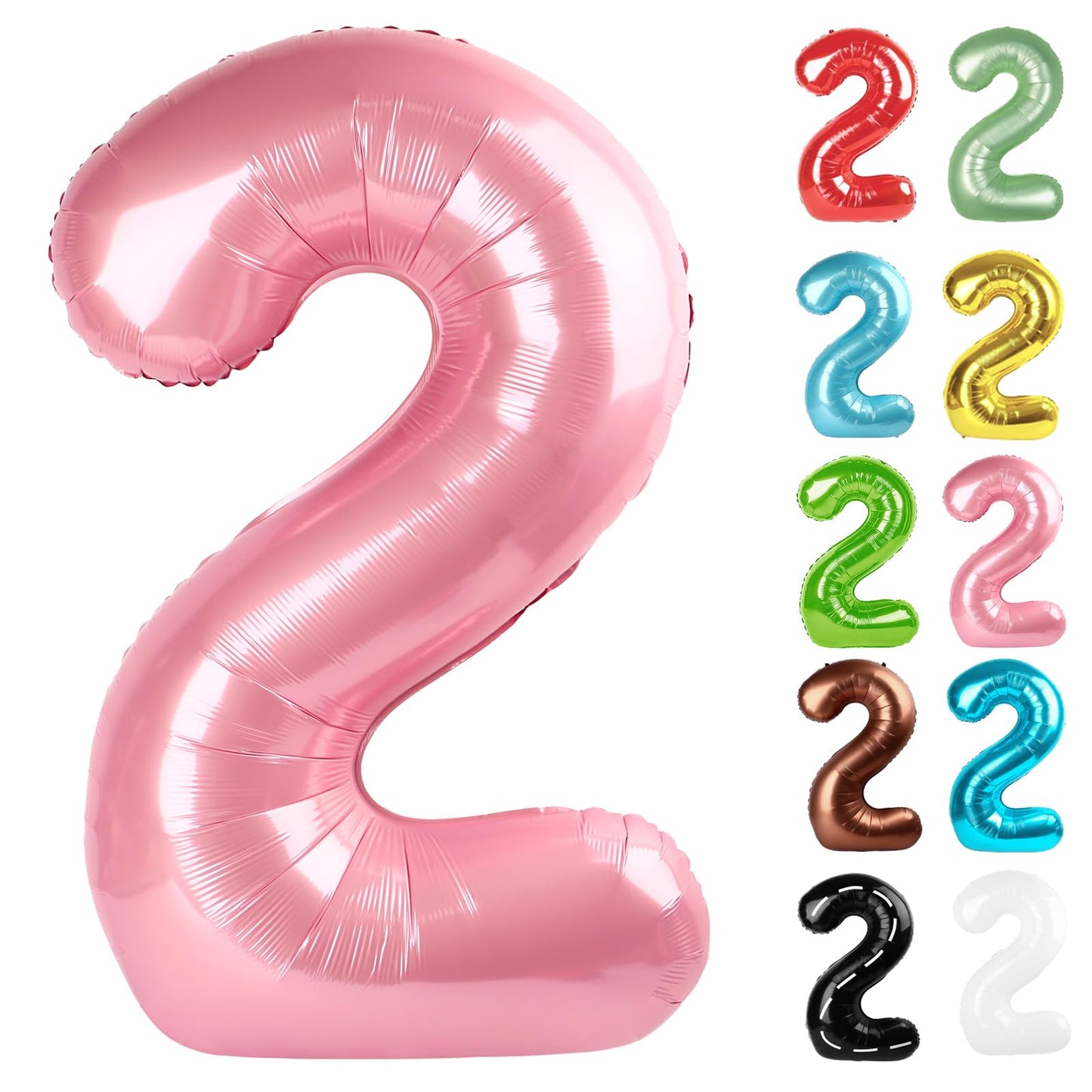 IWERP Pearlescent Pink Number 2 Balloon 40-Inch | 2nd Birthday Decorations