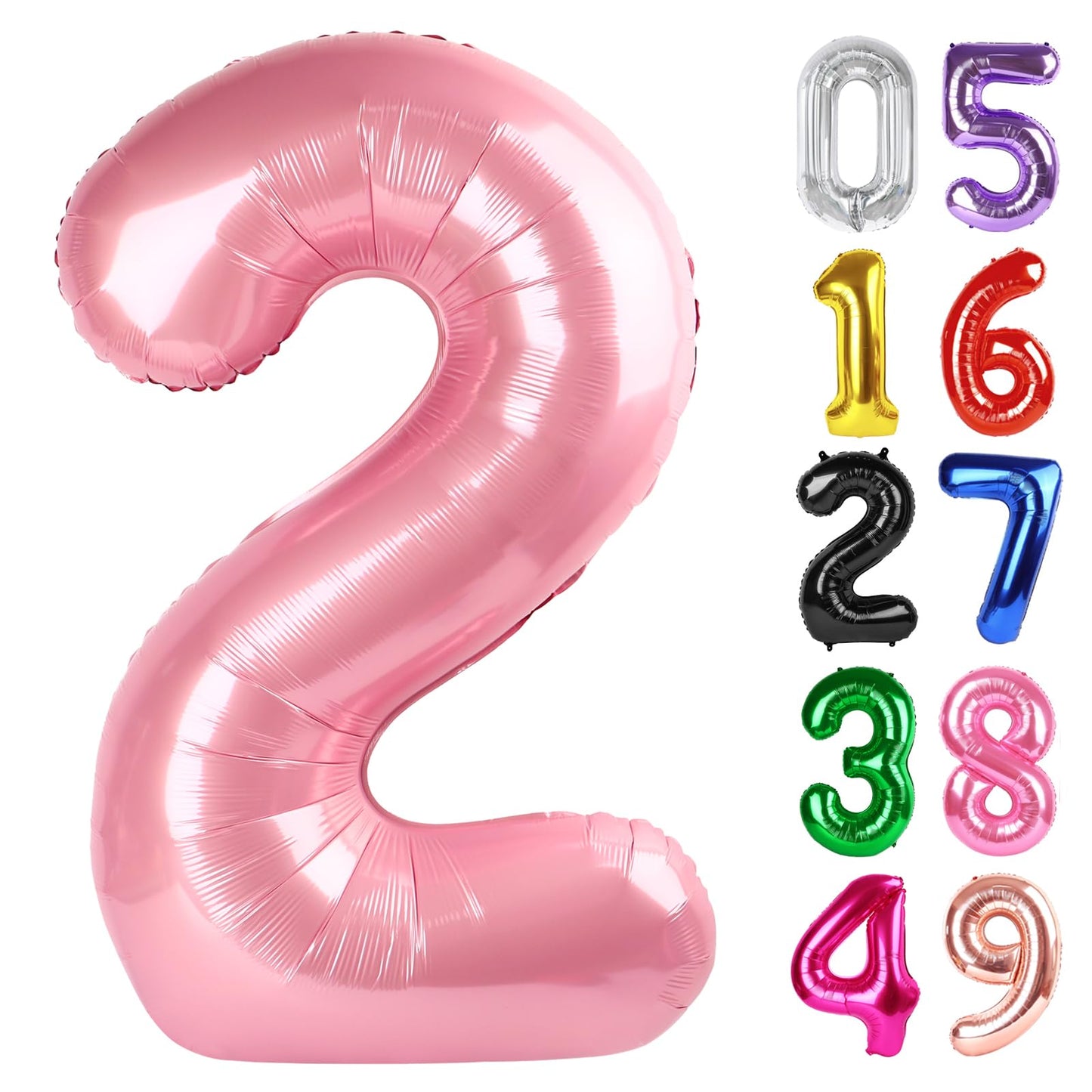 IWERP Pearlescent Pink 40-Inch Number 2 Balloon – 2nd Birthday Party Decor