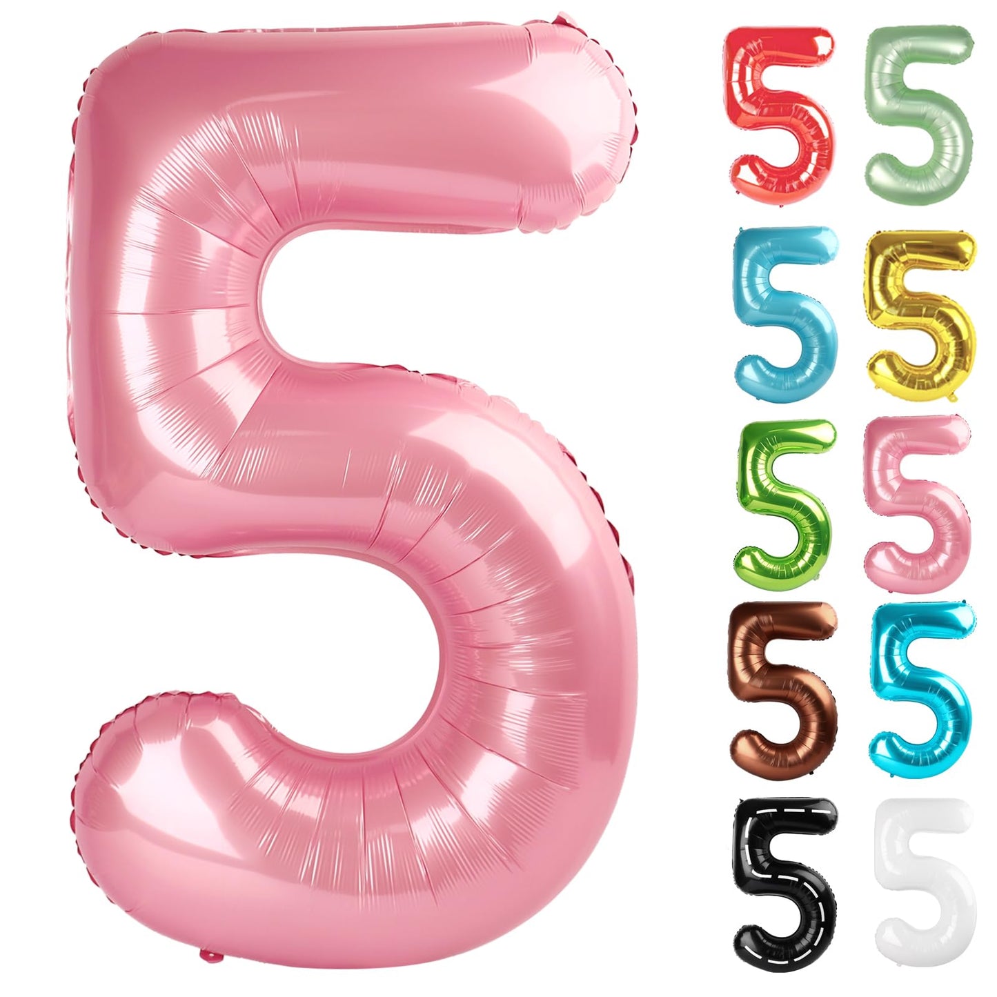 IWERP Pearlescent Pink Number 5 Balloon 40 Inch – 5th Birthday Decor