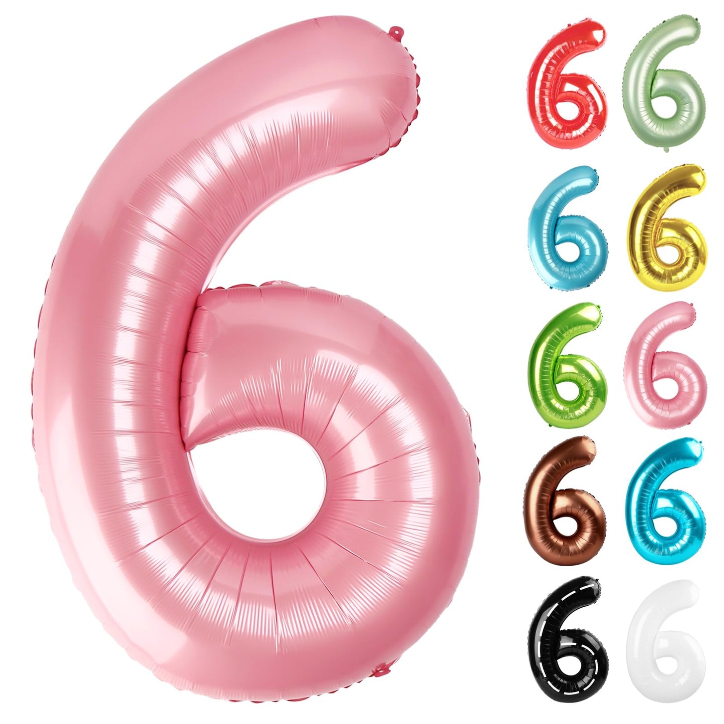 IWERP Pearlescent Pink 40-Inch Number 6 Balloon – 6th Birthday Decor
