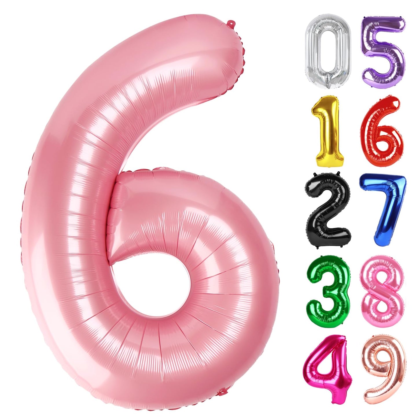 IWERP Pearlescent Pink 40-Inch Number 6 Balloon – Giant 6th Birthday Party Decor