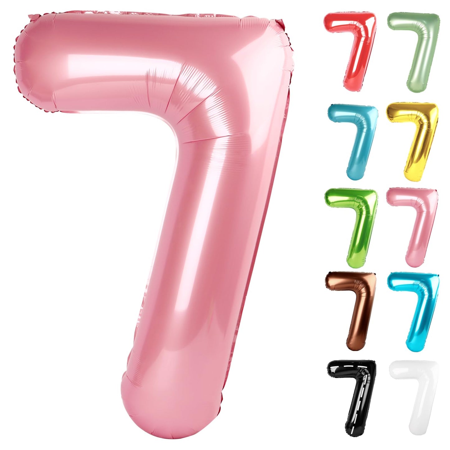 IWERP Pearlescent Pink Number 7 Balloon – 40 Inch Birthday Decor