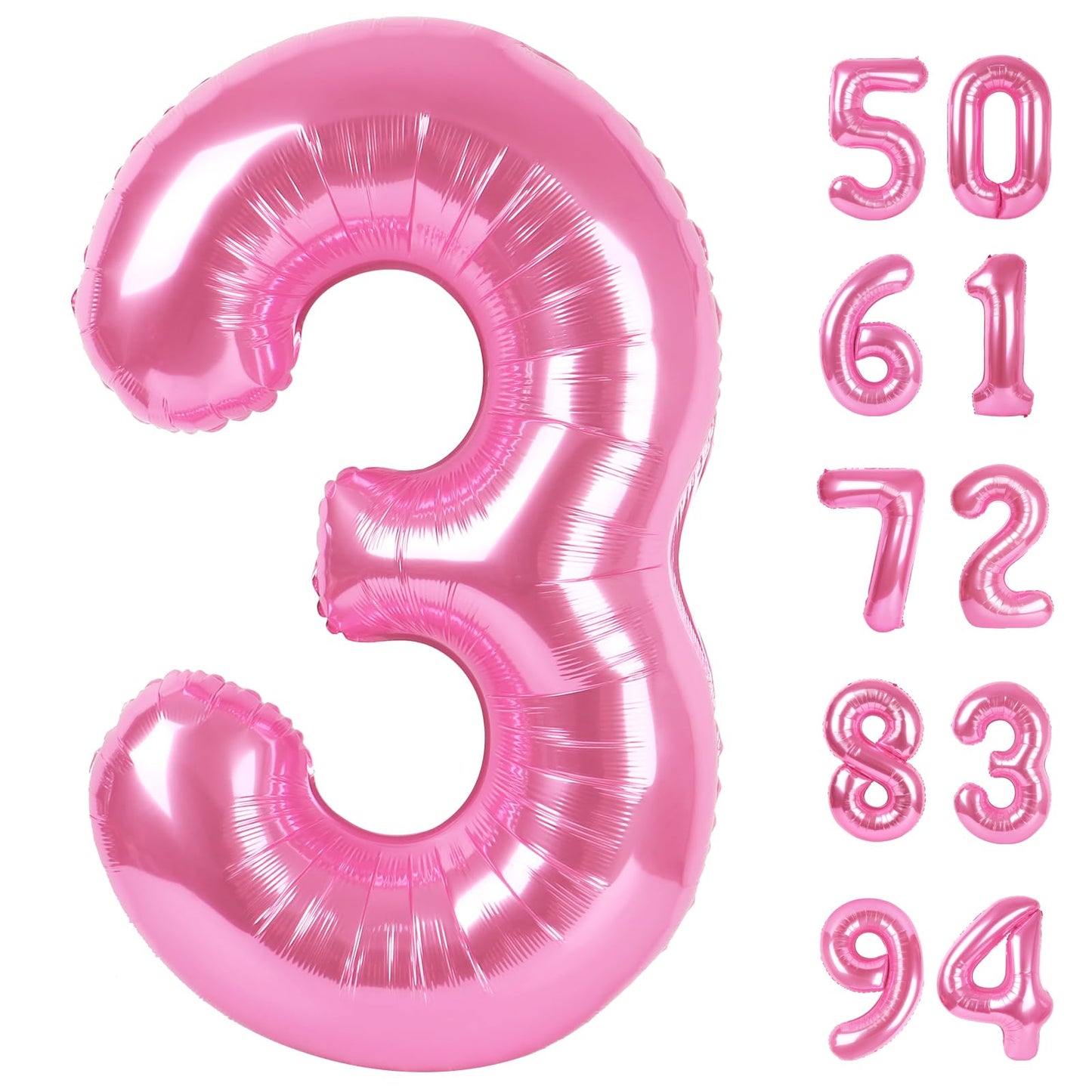 IWERP Pink 40-Inch 3 Balloon – 3rd Birthday Number Balloon for Party Decorations