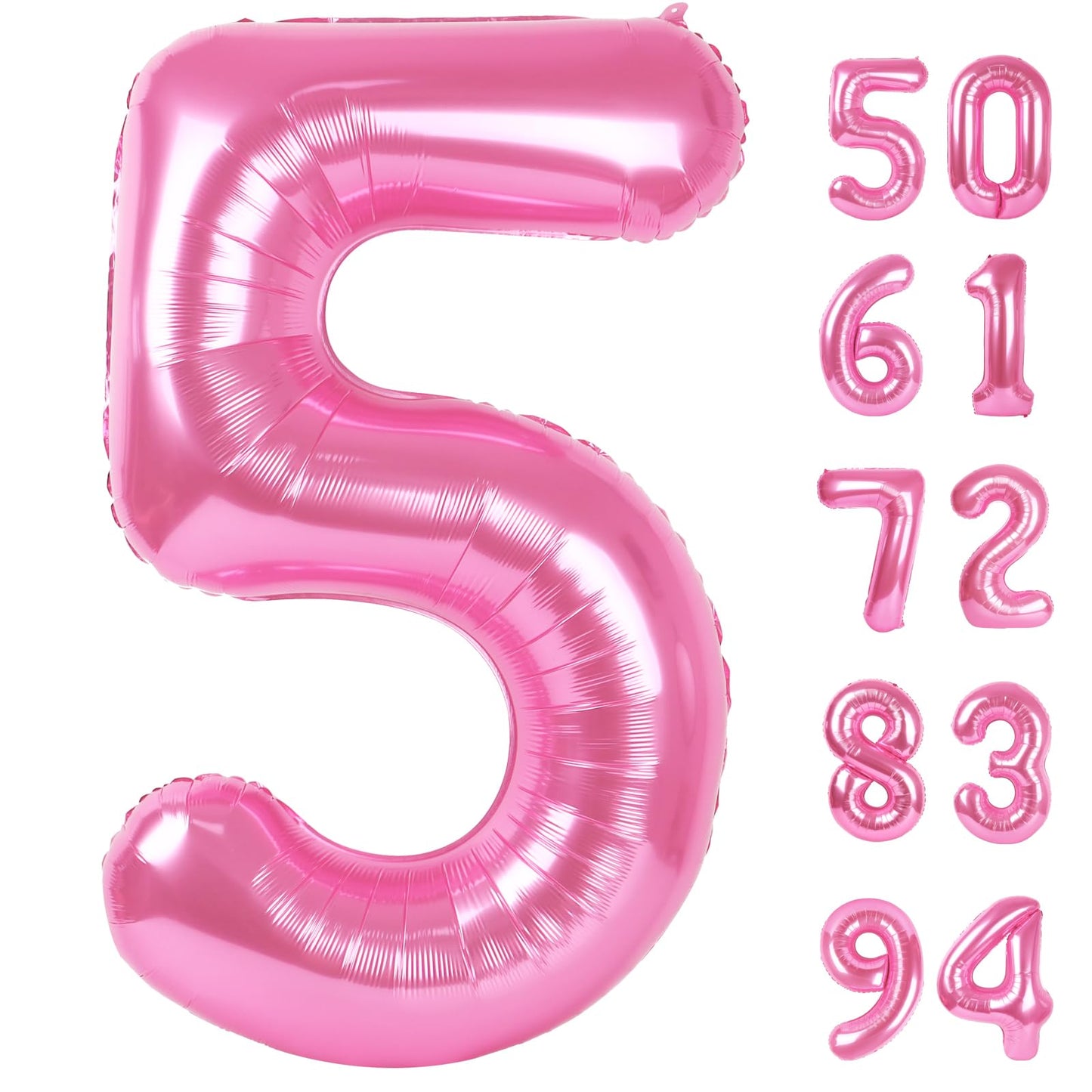 IWERP Pink 5 Balloon - 40 Inch Number Balloon for 5th Birthday, Pink Party Decor