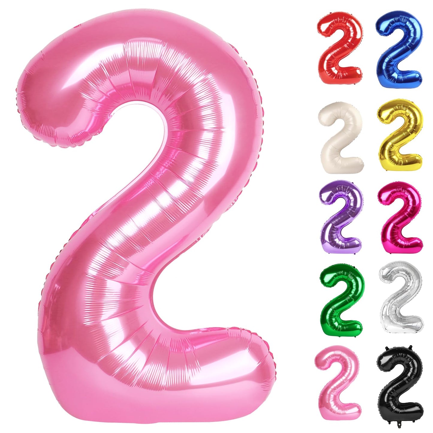 IWERP Pink Number 2 Balloon 40-Inch – 2nd Birthday Decorations for Baby Girls & Boys