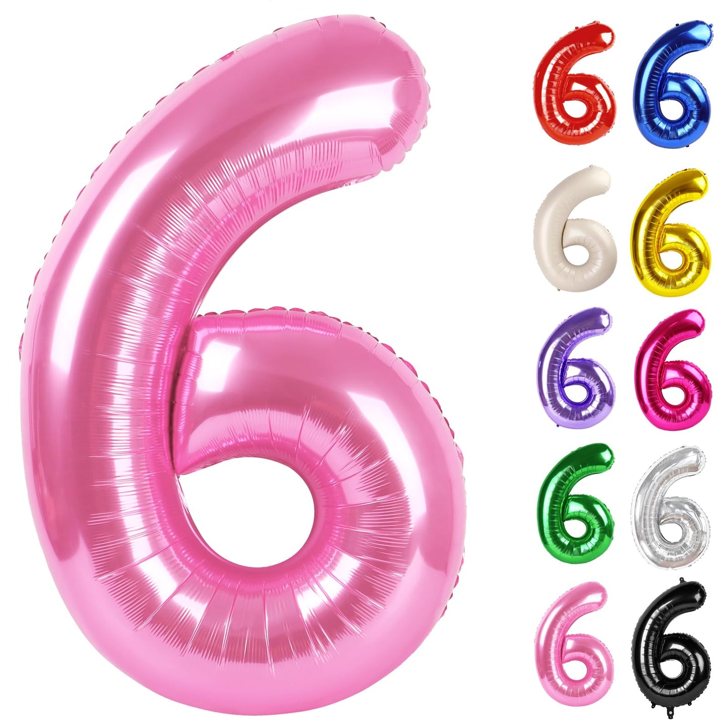 IWERP Pink Number 6 Balloon 40 Inch — 6th Birthday Decorations & Pink Party Supplies
