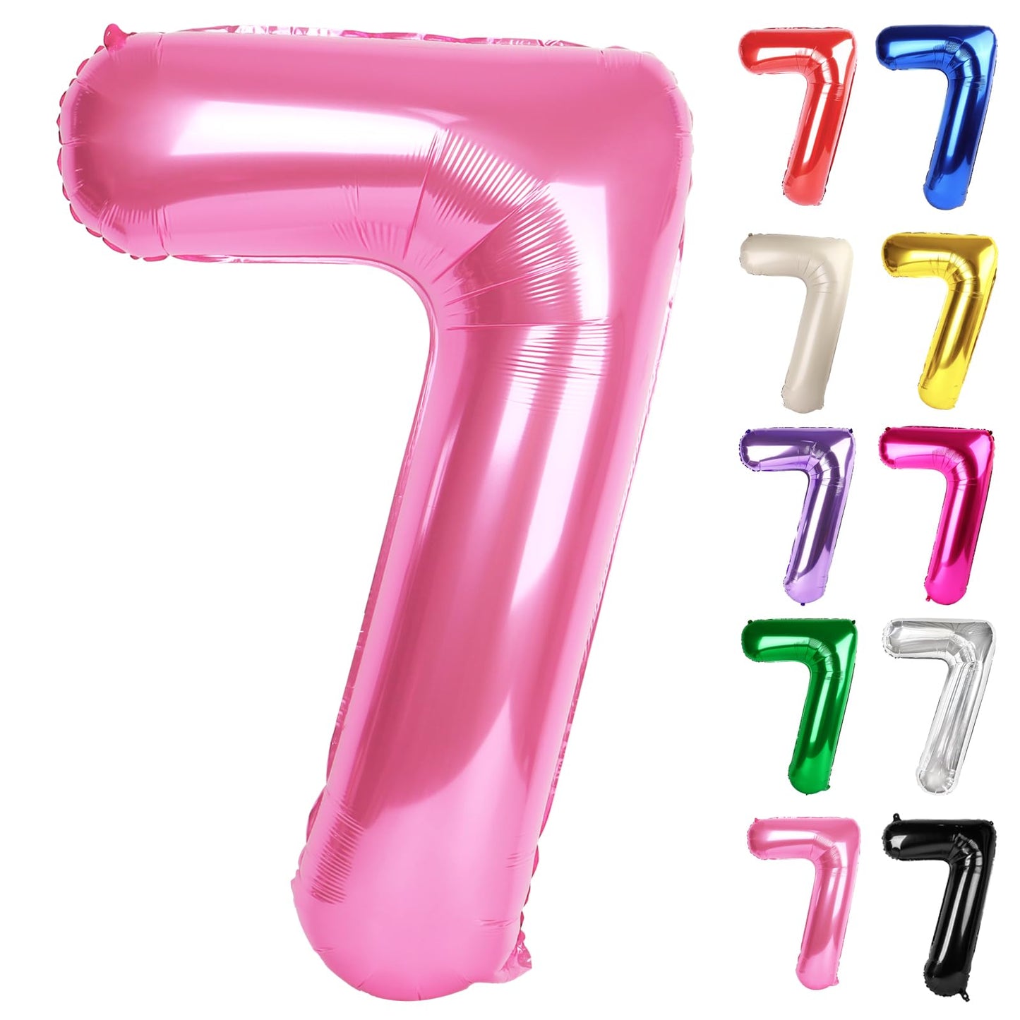 IWERP Pink Number 7 Balloon 40 Inch – 7th Birthday Decorations & Pink Party Supplies