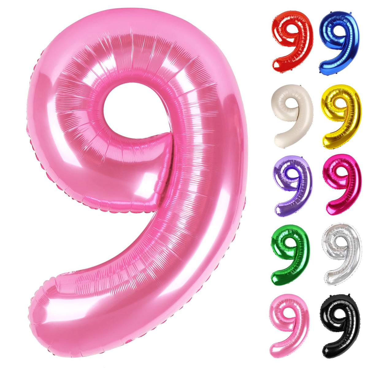 IWERP Pink Number 9 Balloon 40 Inch – 9th Birthday Decorations & Pink Party Supplies