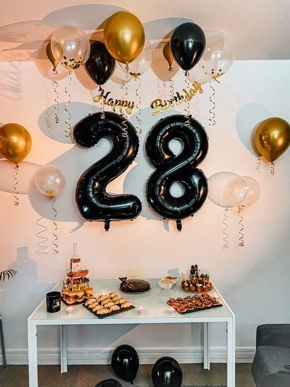 IWERP Black 80 Balloon – 40-Inch 80th Birthday Foil Decoration for Women & Men