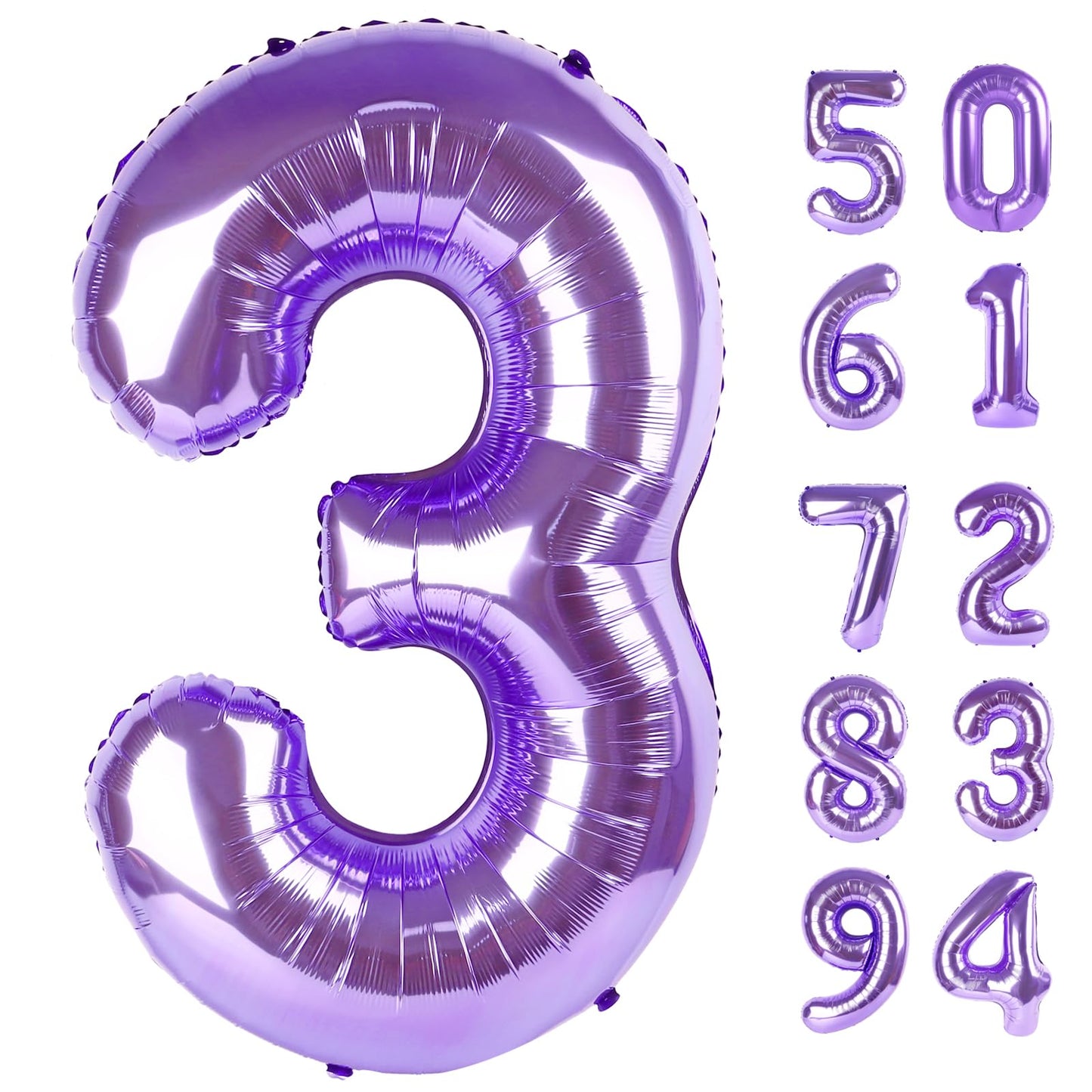 IWERP Purple 40-Inch 3 Balloon | Number Balloon for 3rd Birthday Party Decor