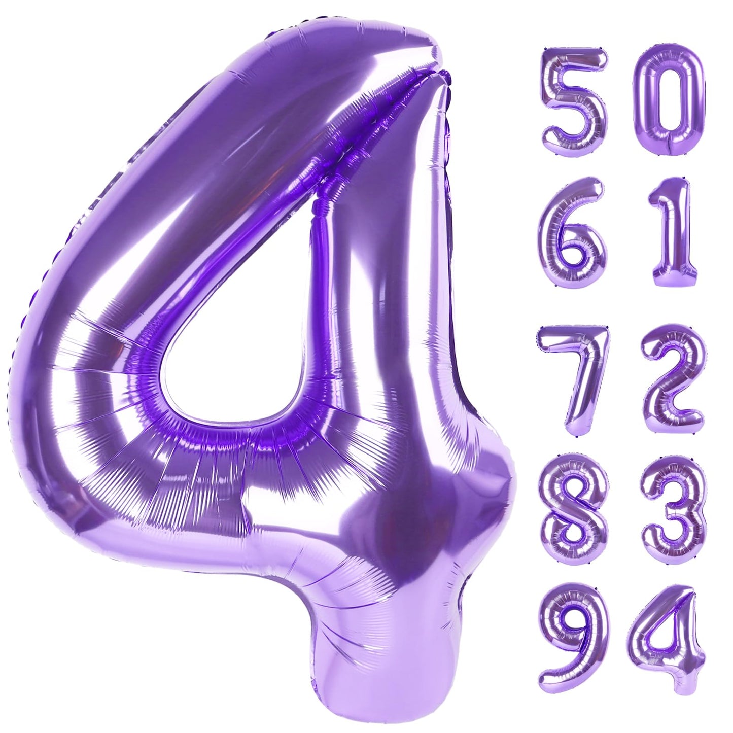 IWERP Purple 4 Balloon – 40 Inch 4th Birthday Foil Balloon for Party Decor