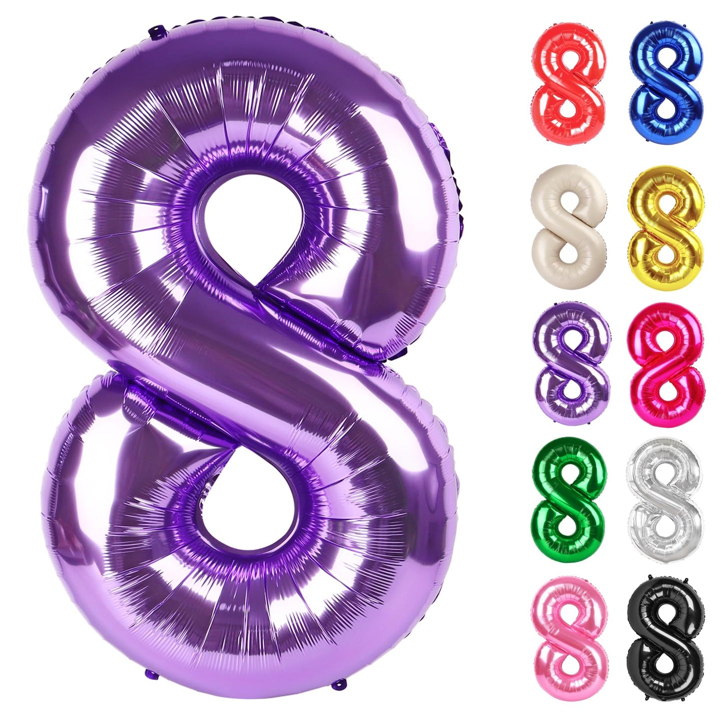 IWERP Purple 40 Inch Number 8 Balloon for 8th Birthday – Party Decor