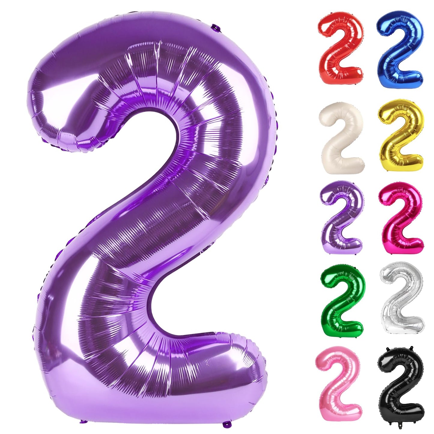 IWERP Purple Number 2 Balloon 40 Inch – 2nd Birthday Decorations for Baby Girls & Boys