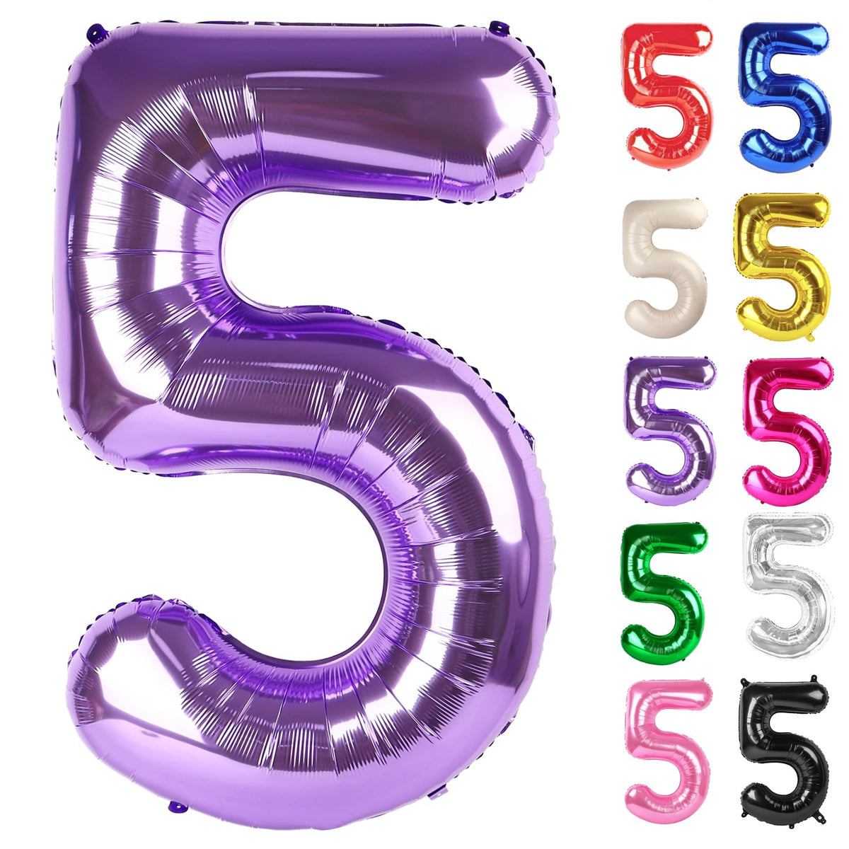 IWERP Purple Number 5 Balloon 40 Inch – 5th Birthday Decorations & Purple Party Supplies