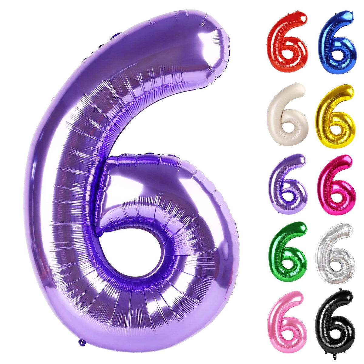 IWERP Purple Number 6 Balloon 40-Inch | 6th Birthday Decorations & Party Supplies