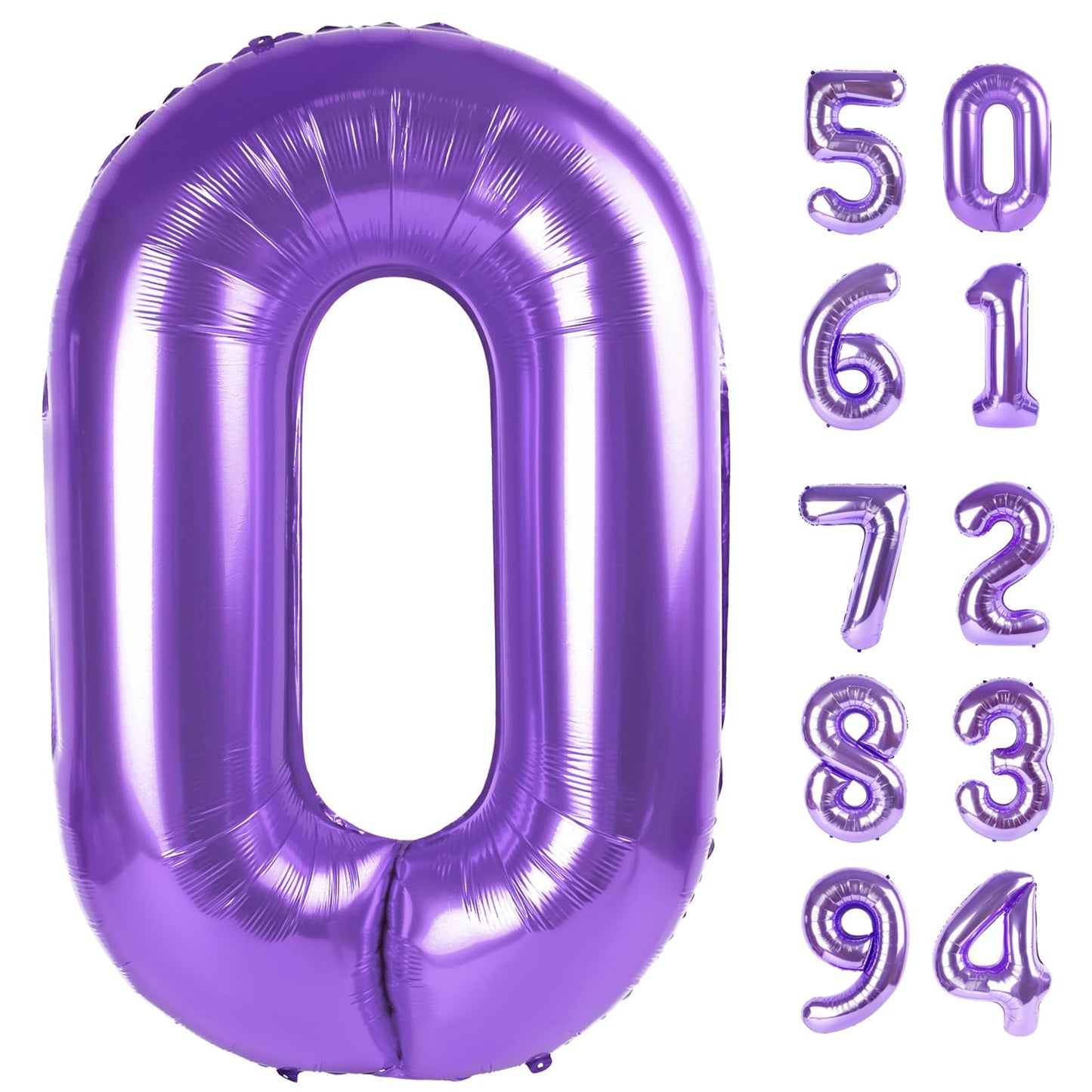 IWERP Purple Number Balloon 40 Inch - 0 Number Balloon for Birthday Decorations, Purple Party Supplies