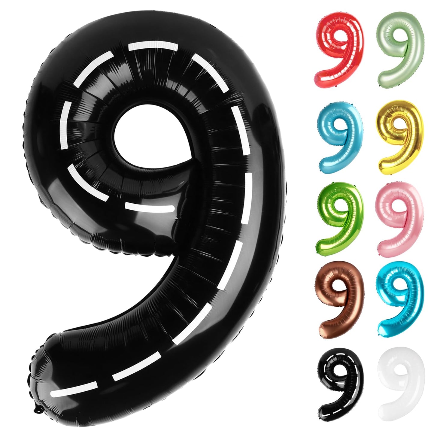 IWERP Race Car Number 9 Balloon - 40 Inch Birthday Decor | 9th Birthday Party Supplies