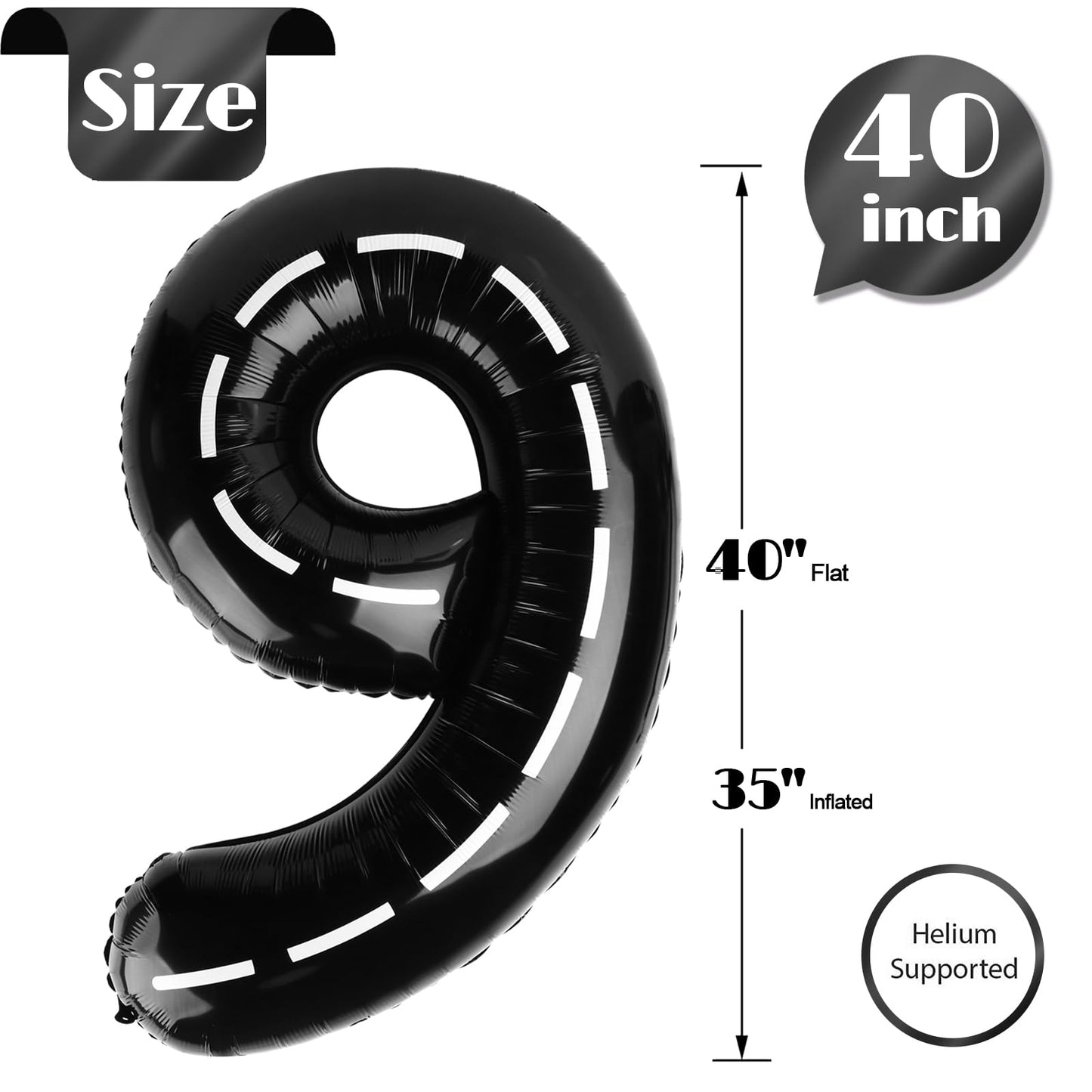 IWERP Race Car Number 9 Balloon - 40 Inch Birthday Decor | 9th Birthday Party Supplies