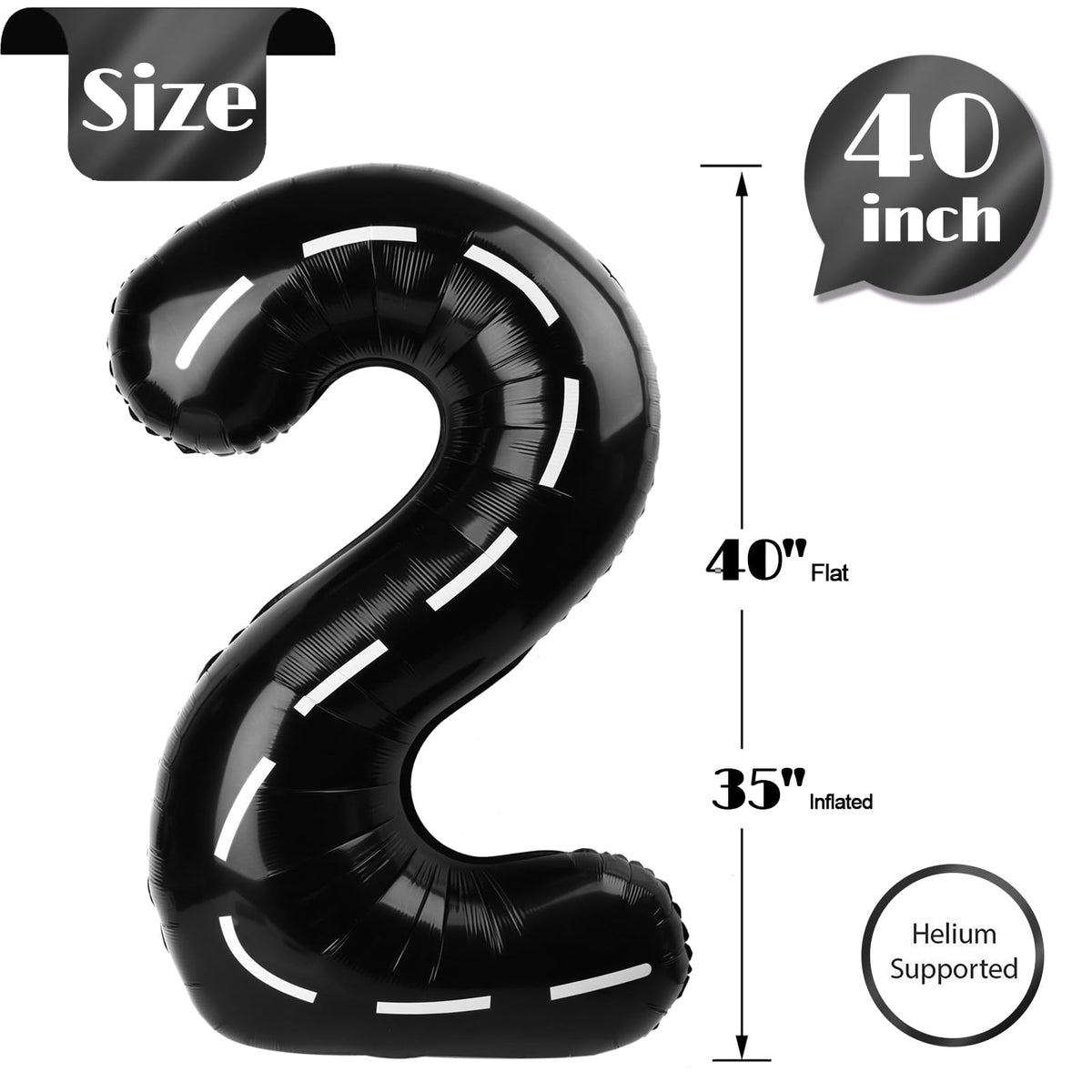 IWERP Race Car Number 2 Balloon 40 Inch – 2nd Birthday Decorations for Baby Girls & Boys