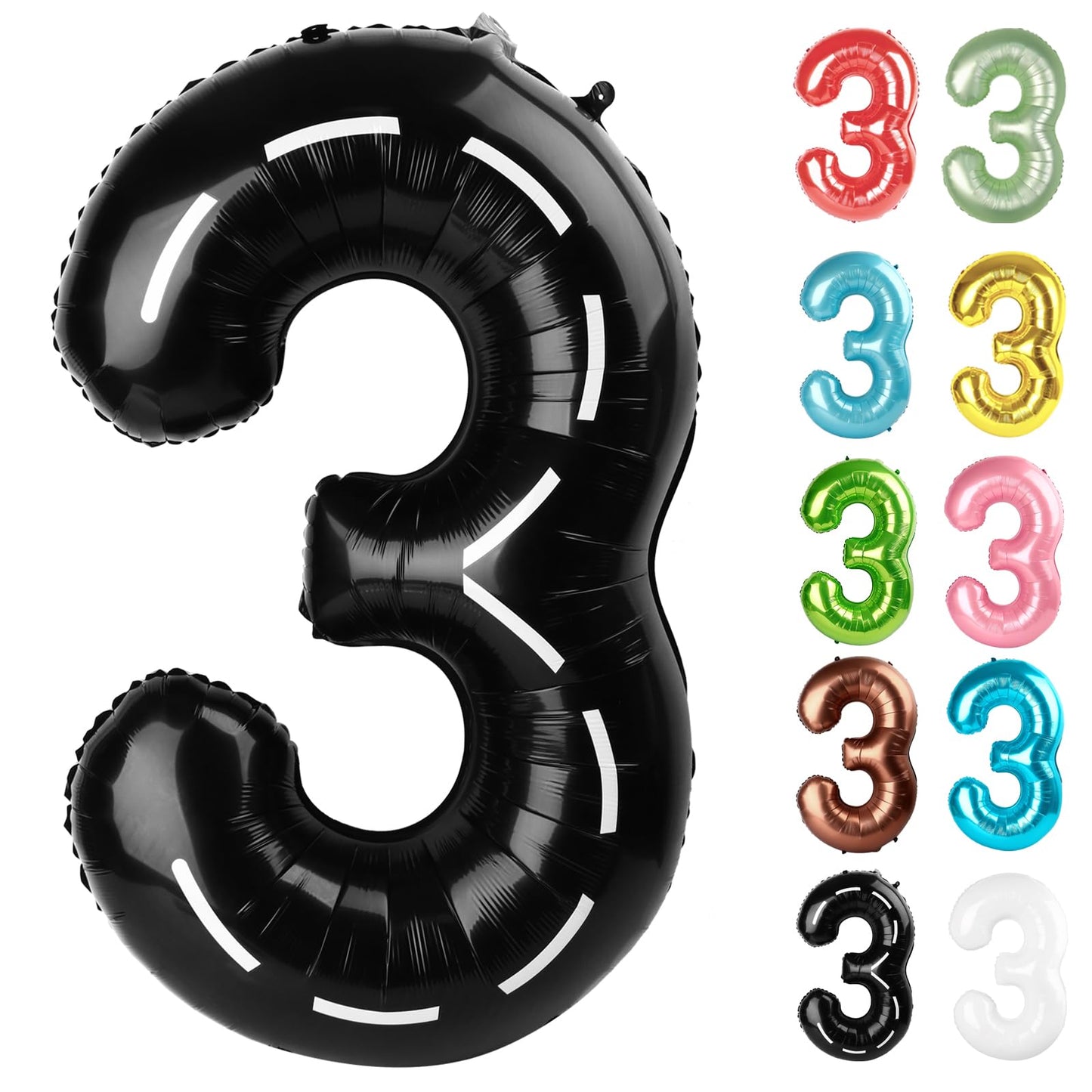 IWERP Race Car Number 3 Balloon – 40-Inch 3rd Birthday Decorations
