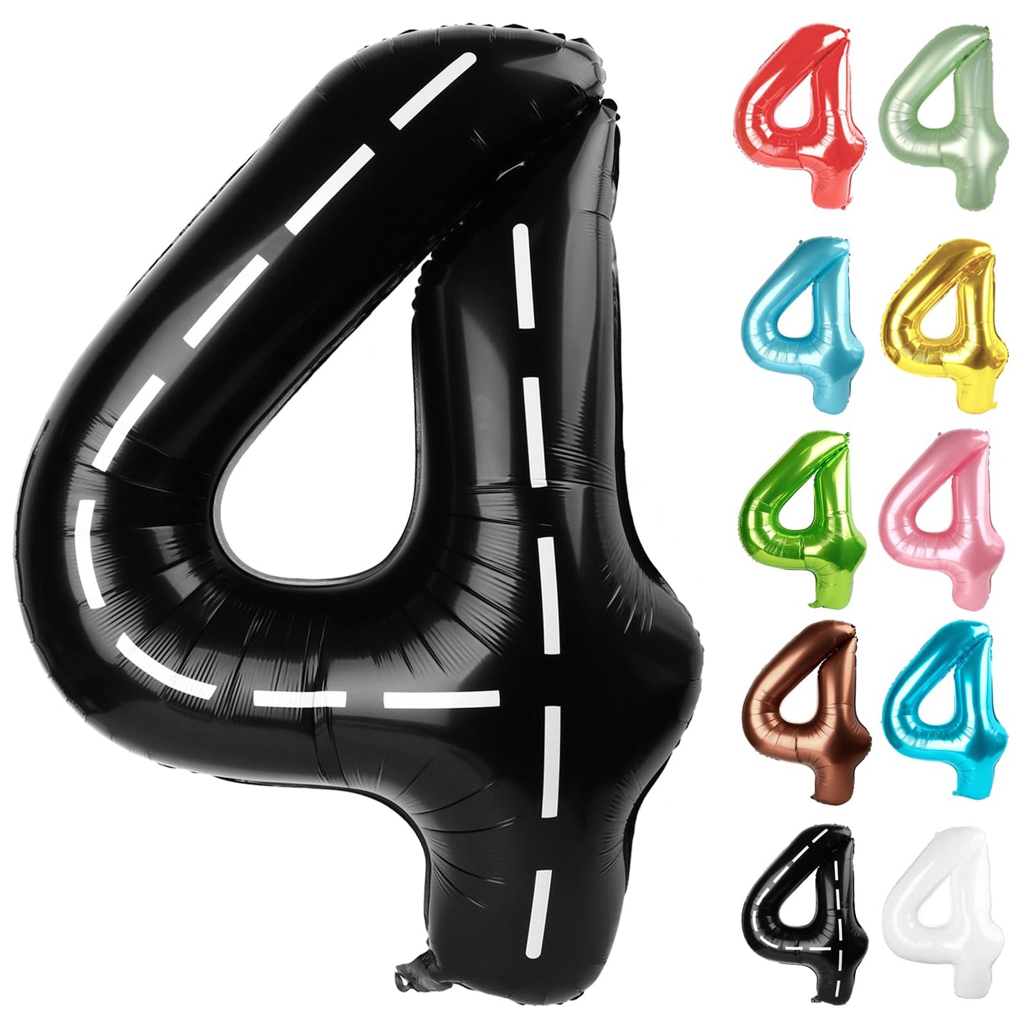 IWERP Race Car Number 4 Balloon 40 Inch - 4th Birthday Decorations & Race Car Party Supplies