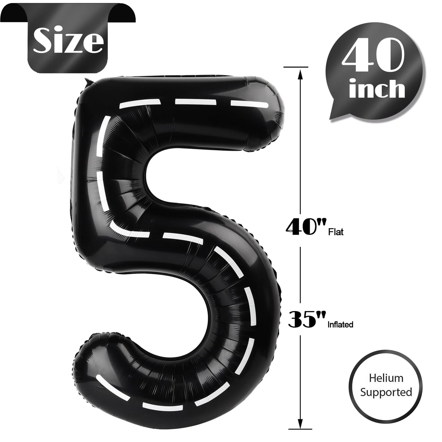 IWERP Race Car Number 5 Balloon – 40-Inch 5th Birthday Decor